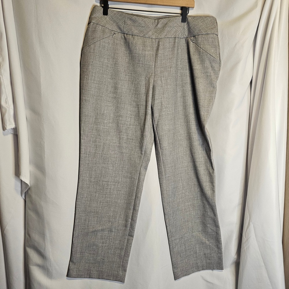 Investments Petites Gray Straight Leg Pull On Dress Pants‎ Womens 14PR Side Zip